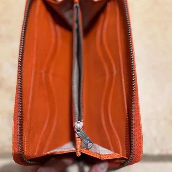 Vintage Lauren Ralph Lauren Womens Orange Pebble leather zip wallet - Picture 12 of 16